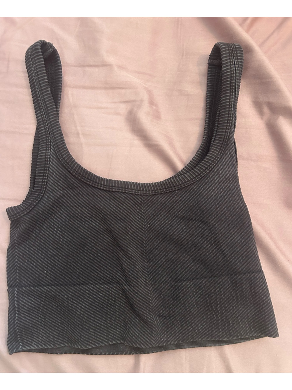 Black Ribbed Scoop Neck Crop Tank Top